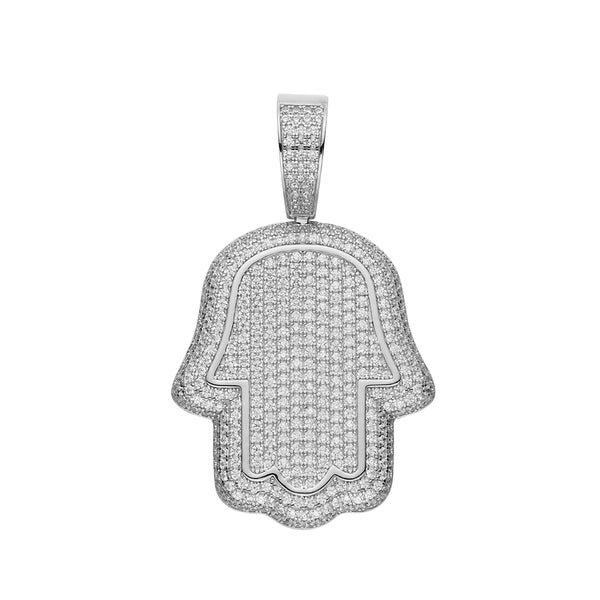 Mossanite Silver Vintage Hamsa Hand Pendants